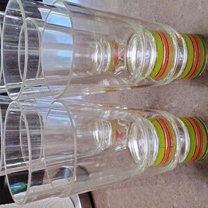 Set of Colorful Striped Glass Tumblers 8 In Total